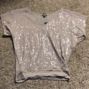 Express Tan Sequined Blouse